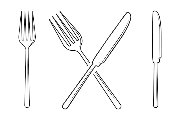 Vector cutlery outline cutlery silhouette fork vector restaurant equipment clip art