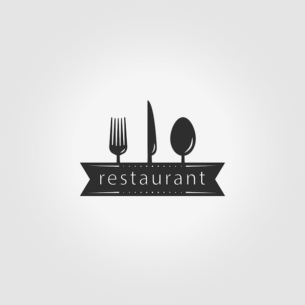 Posate ristorante concetto logo forchetta coltello cucchiaio concetto icona vettore illustrazione design