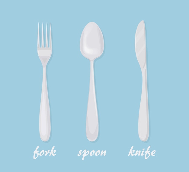 Cutlery set. silver spoon, fork and knife