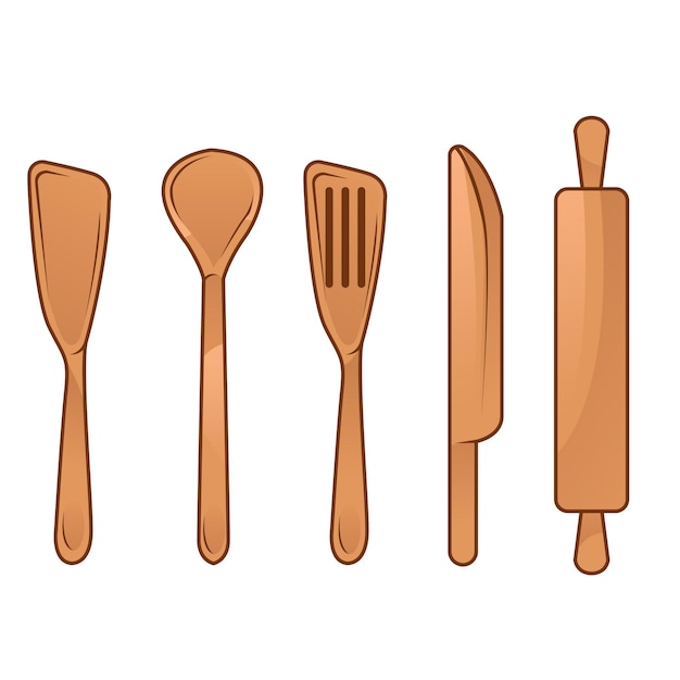 Vector cutlery set vector brown five