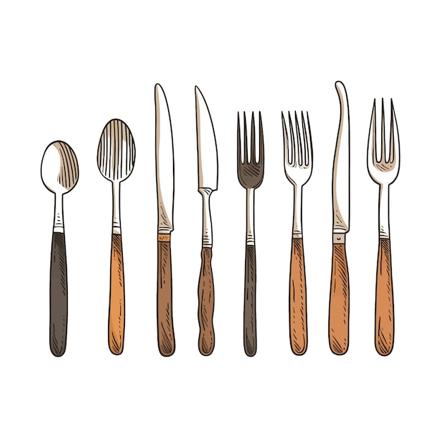 Vector cutlery vector clipart white background