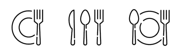 Cutlery vector icons Fork spoon and knife vector icons Silverware silhouettes