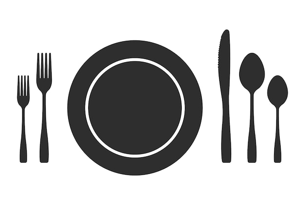 Cutlery vector set of black silhouettes