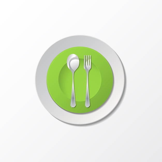 Cutlery with green plate