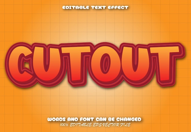 Vector cutout editable text effect cartoon style