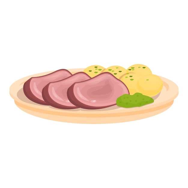 Нарезанное мясо икона мультфильма вектор меню блюда австралийской кухни