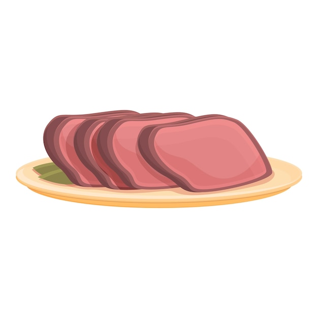 カット肉スライス アイコン漫画ベクトル カット生の食品牛肉ステーキ肉