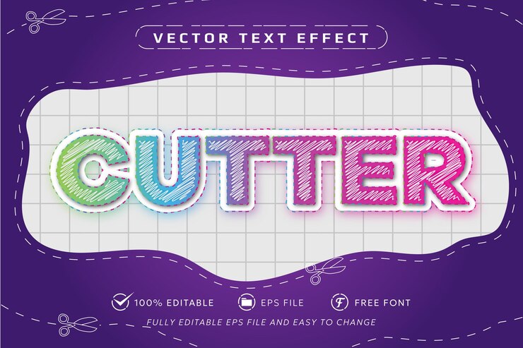 Vector 커터 텍스트 효과 판 스타일