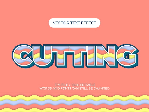 Cutting 3d vector text style effect template design