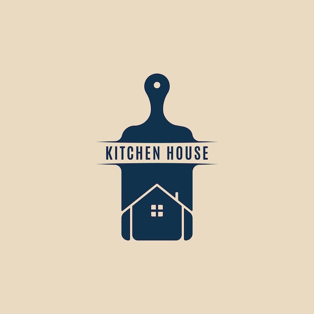 cutting board logo with kitchen house logo icon template vector graphic design illustration