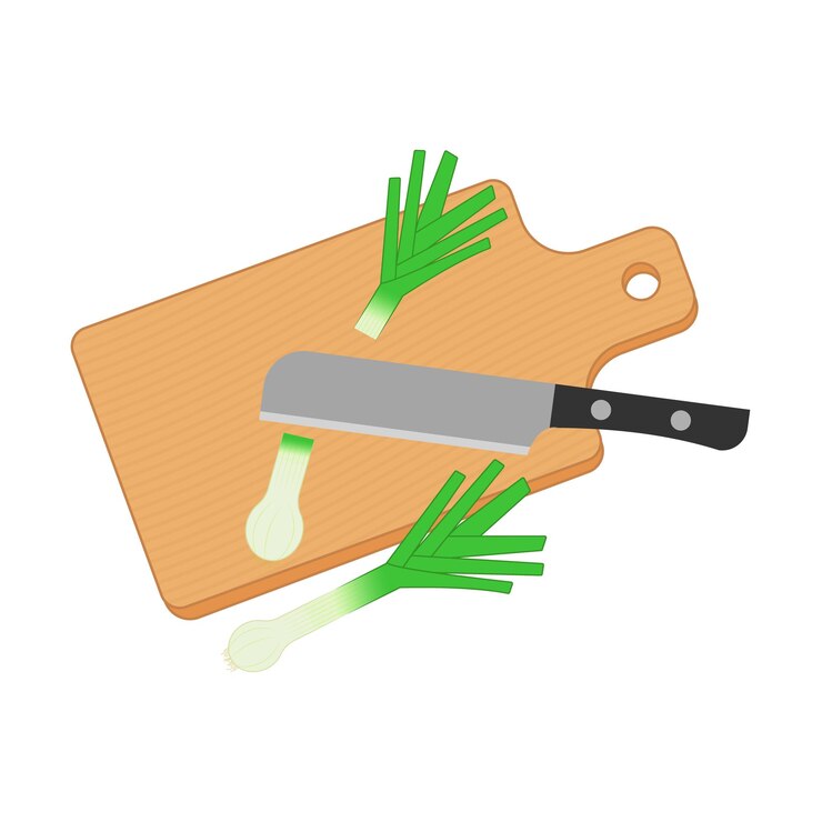 Vector cutting board with leek vegetable vector illustration