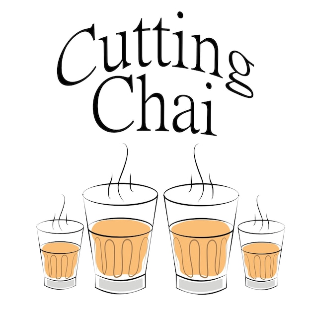 Cutting chai or tea cup, tea vector illustration