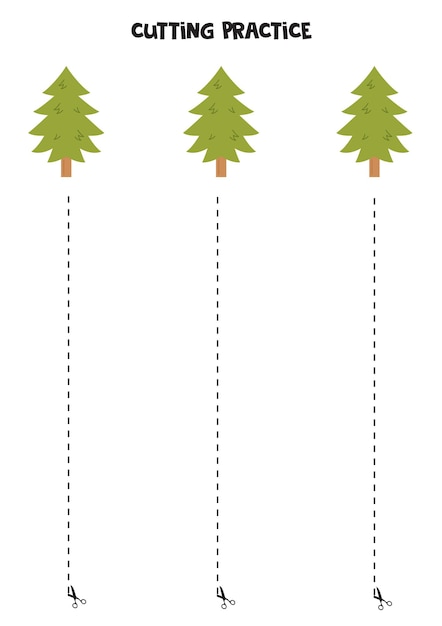 Pratica di taglio per bambini con pino verde