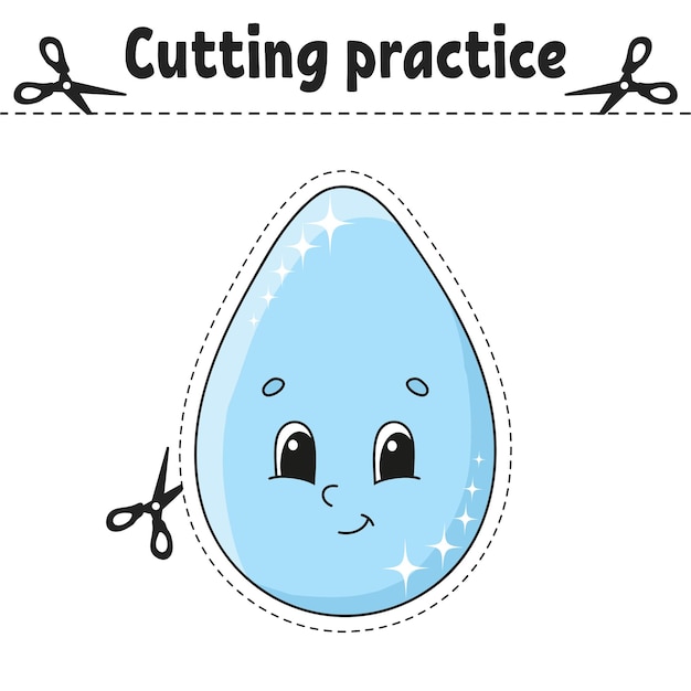 Cutting practice Educational activity worksheet for kids and toddlers Game for children