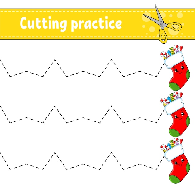 Cutting practice for kids. education developing worksheet. activity page.