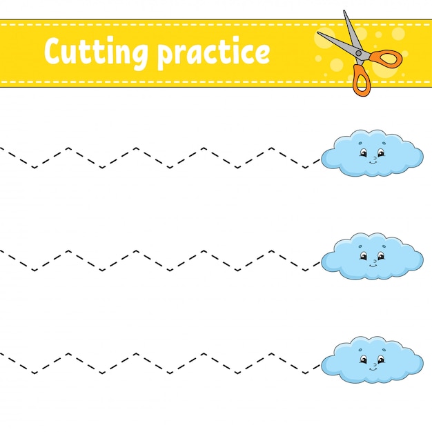 Cutting practice for kids. education developing worksheet.