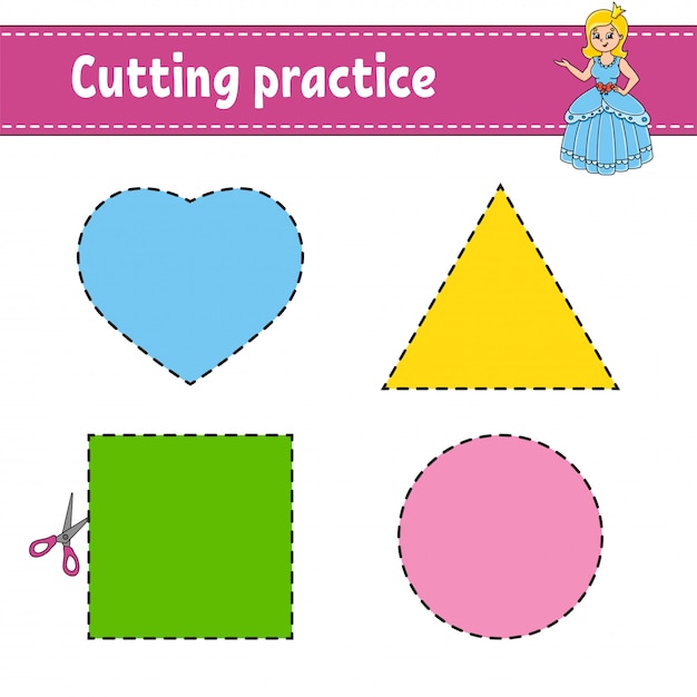 Cutting practice for kids. education developing worksheet.