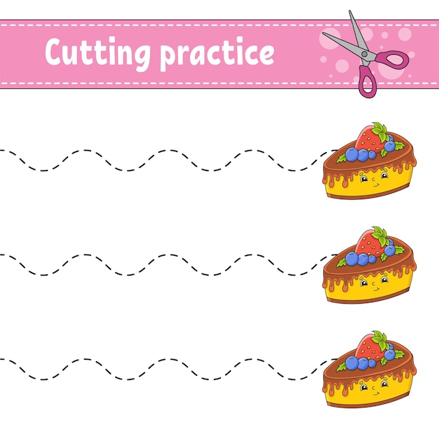 Premium Vector | Cutting practice for kids.