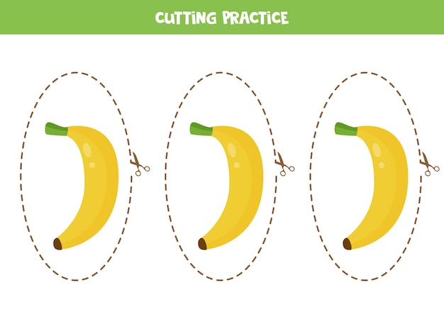 Pratica di taglio per bambini in età prescolare ritaglia l'immagine banane carine