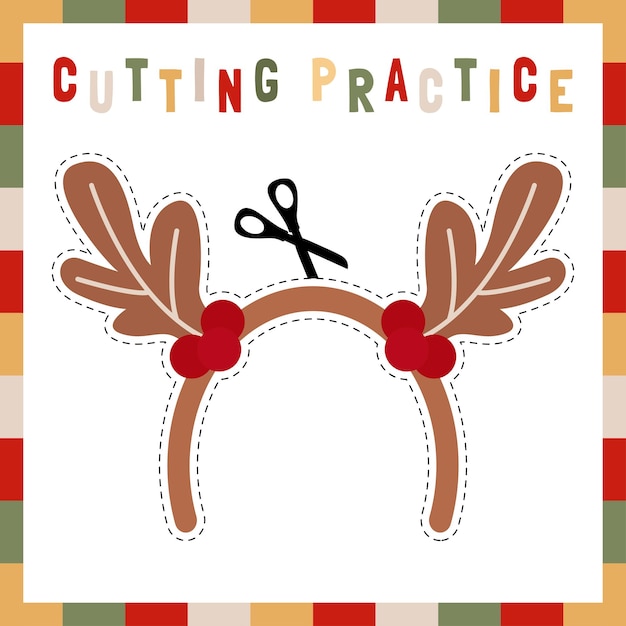 Cutting practice theme Christmas for kids