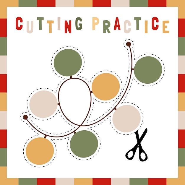 Cutting practice theme Christmas for kids