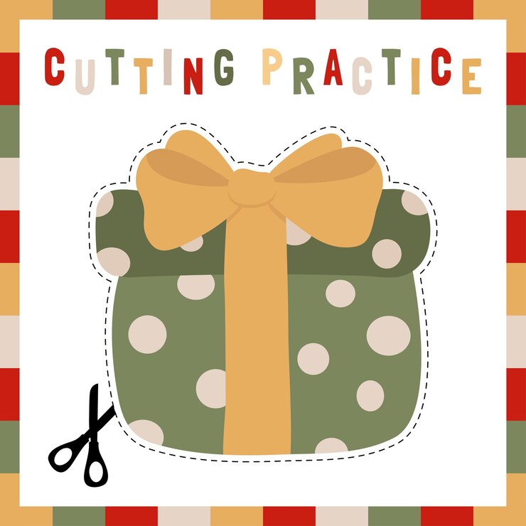 Vector cutting practice theme christmas for kids