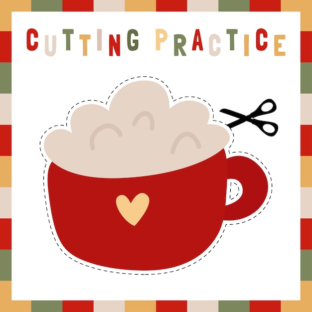 Cutting practice theme Christmas for kids