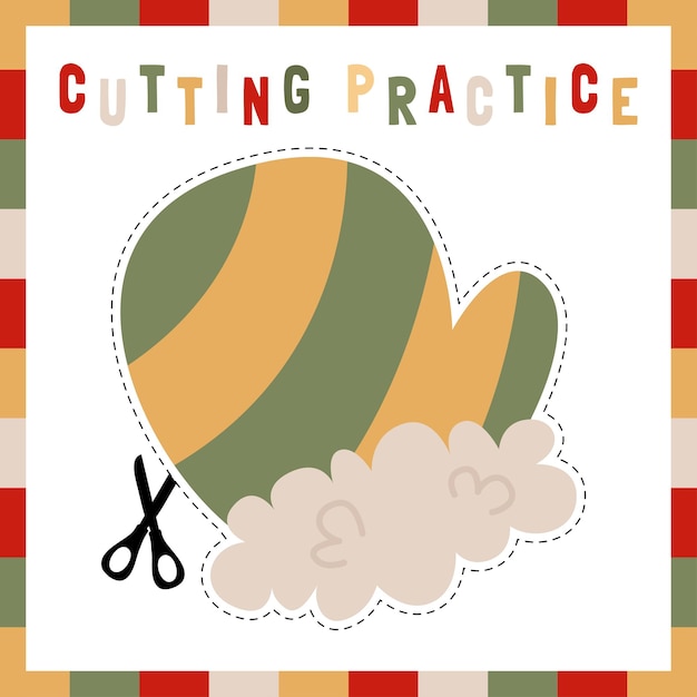 Cutting practice theme Christmas for kids