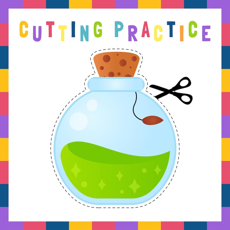 Vector cutting practice theme halloween for kids