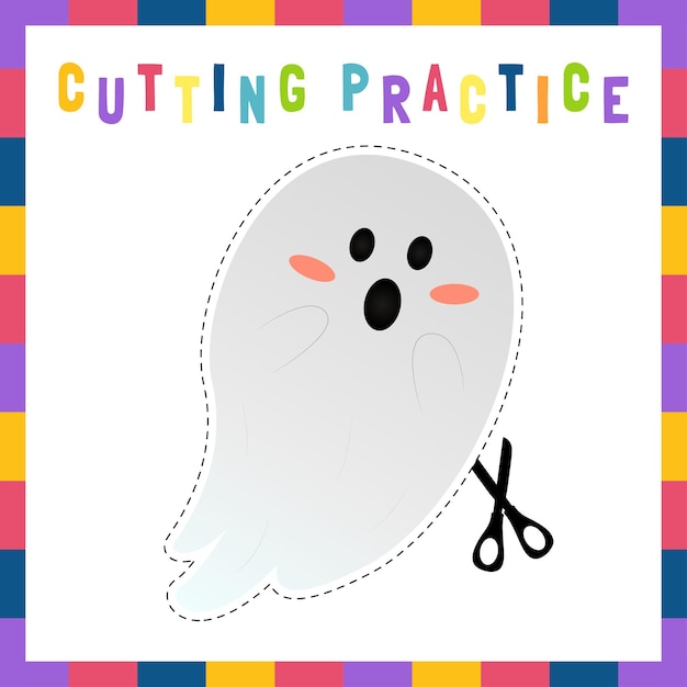 Vector cutting practice theme halloween for kids