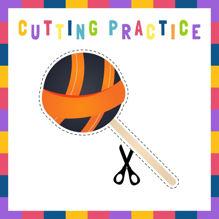 Vector cutting practice theme halloween for kids