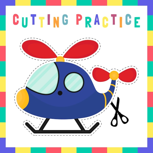 Cutting practice theme transportation worksheet for kids