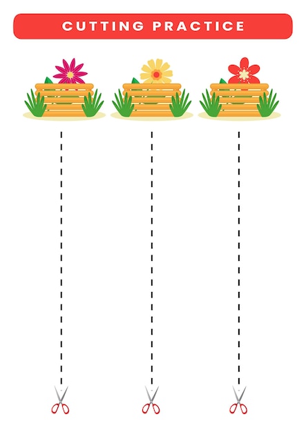 Cutting practice worksheet for kids