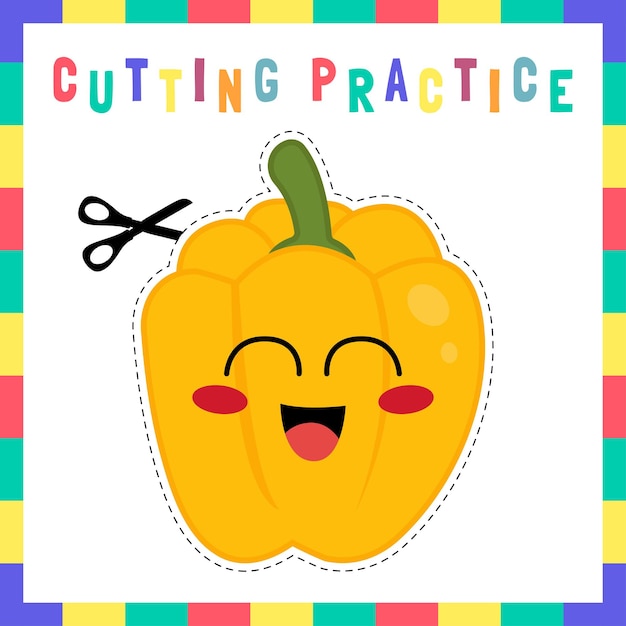 Vector cutting practice worksheet for kids