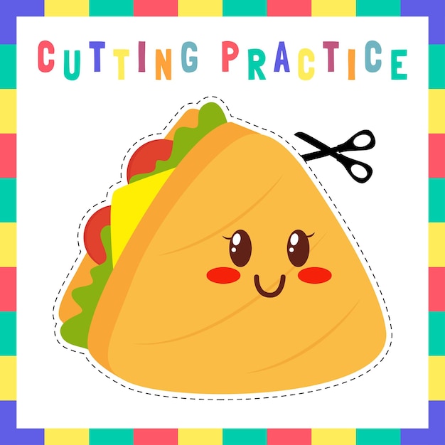 Cutting practice worksheet for kids