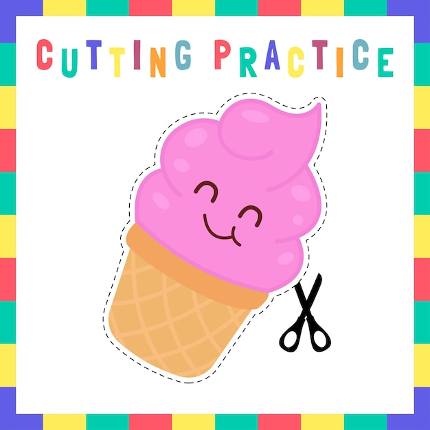 Vector cutting practice worksheet for kids