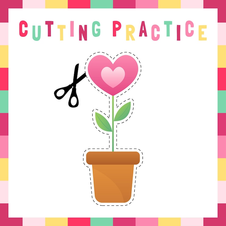 Vector cutting practice worksheets valentine's day themed