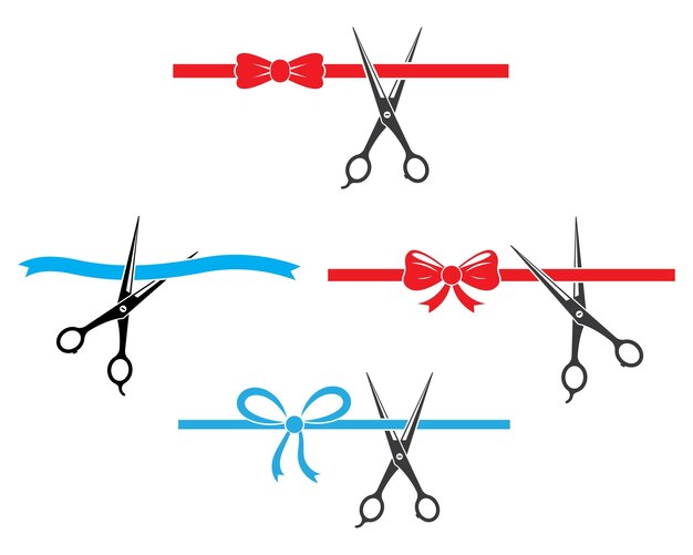 Vector cutting ribbon with scissor vector illustration