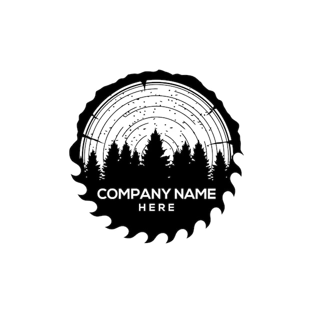 cutting tree and pines tree logo icon vector of saw mill wooden