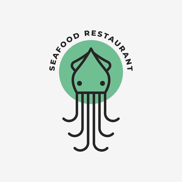 Cuttlefish linear logo vector design simple minimalist cuttle fish icon design template inspiration