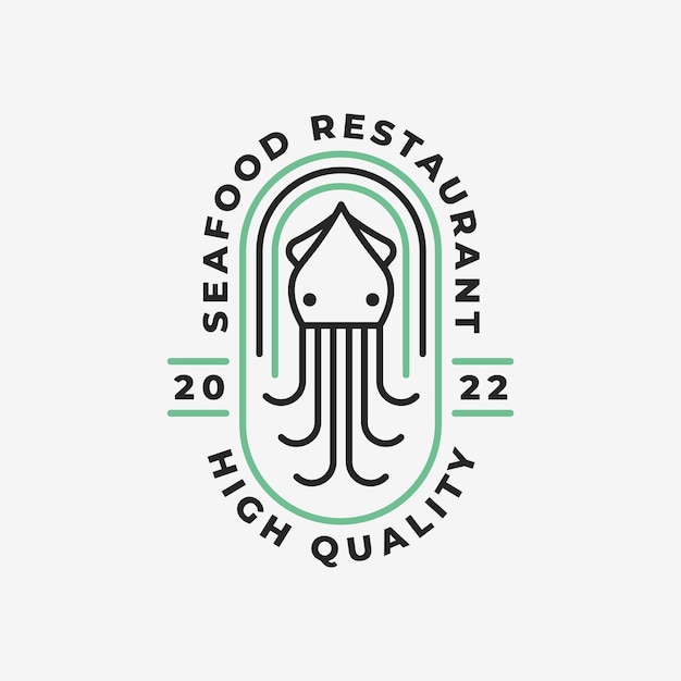 Cuttlefish logo in line style with badge linear cuttlefish logo linear monoline line art cuttlefish logo template inspiration