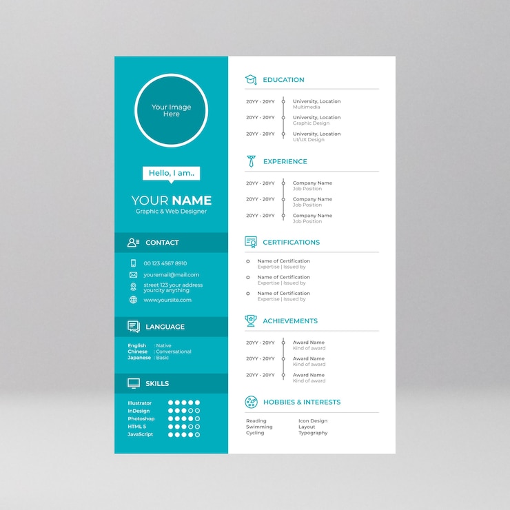 cv design with line icon