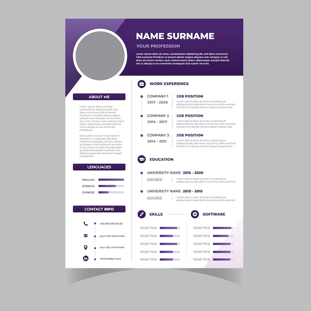 cv design with line icons vector