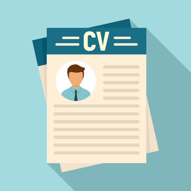 cv document icon flat illustration of cv document vector icon for web design