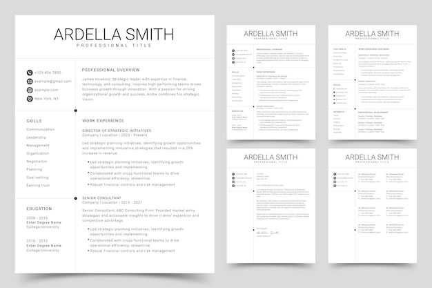 Vector cv en sollicitatiebrief minimalistische cv-cv-template