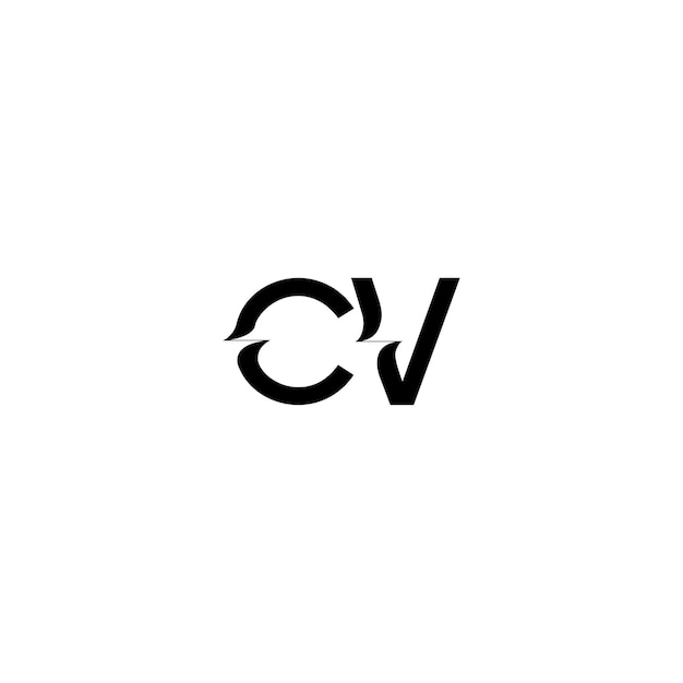Вектор cv монограмма дизайн логотипа буква текст имя символ монохромный логотип алфавит характер простой логотип