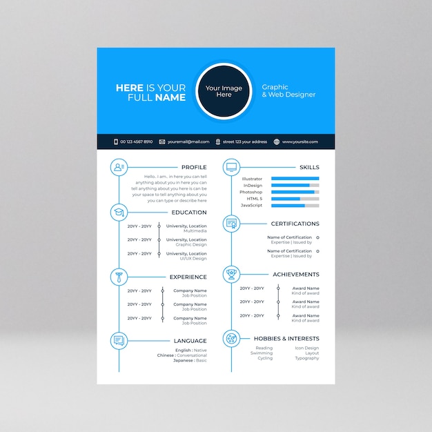 Cv ontwerp met lijn pictogram