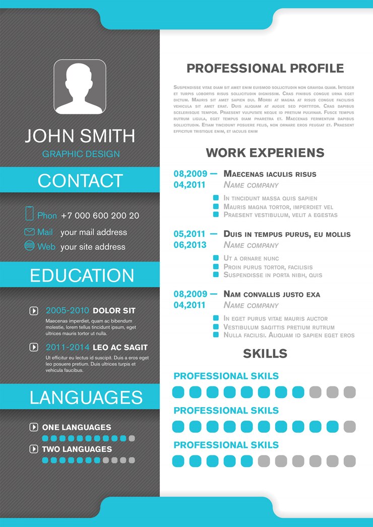 Vector cv personal profile. professional resume 