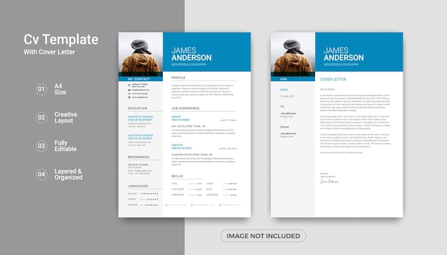 Cv resume cover letter template design