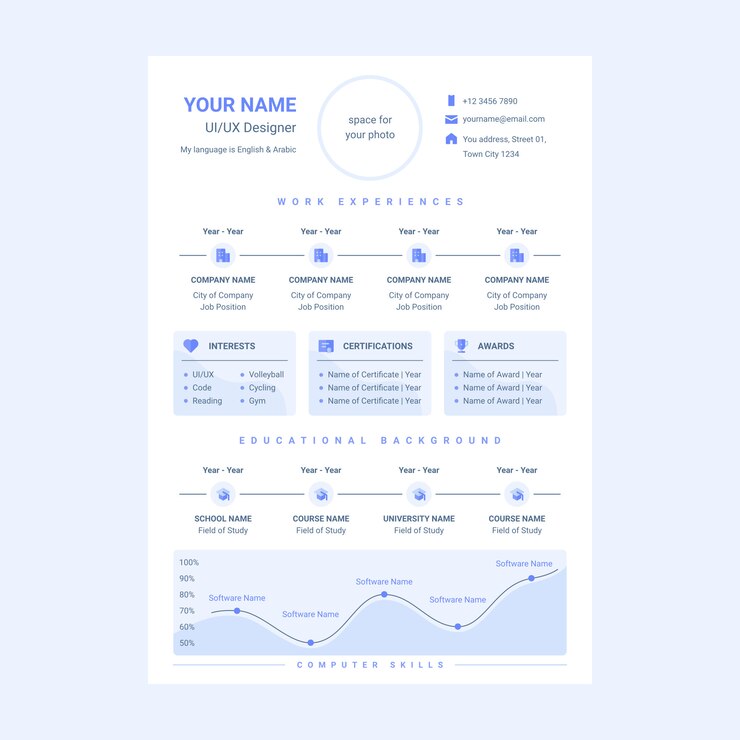 cv resume design template   with icon included